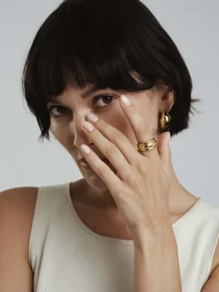 Deco Ribbed Ring Guld><noscript><img width=