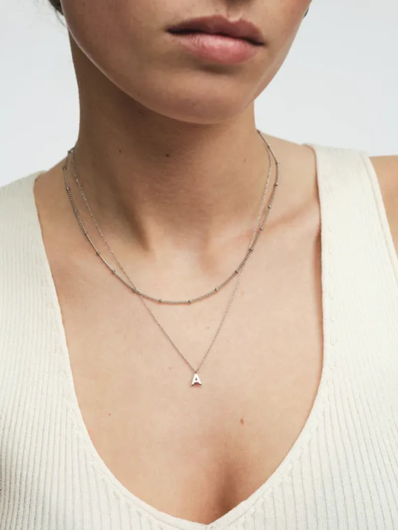 Mockberg Petite Plain Bokstav Stål>Halsband Outlet