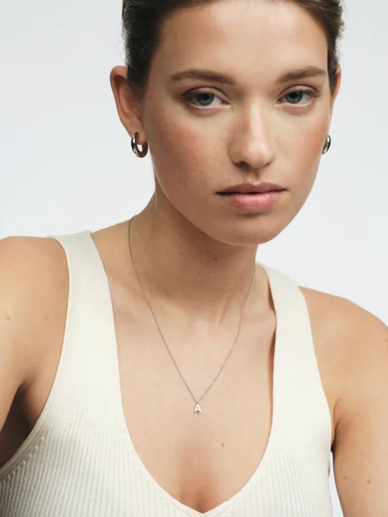 Mockberg Petite Plain Bokstav Stål>Halsband Outlet