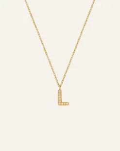 Mockberg Petite Stone Bokstav Guld>Halsband Clearance