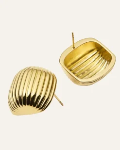 Retro Ribbed Örhängen Guld>Mockberg Hot