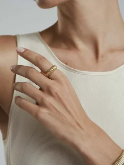 Retro Ribbed Ring Guld><noscript><img width=