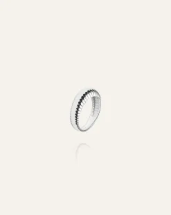 Retro Ribbed Ring Silver>Mockberg Best
