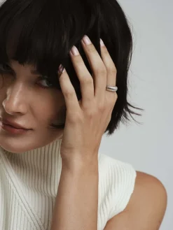 Retro Ribbed Ring Silver><noscript><img width=