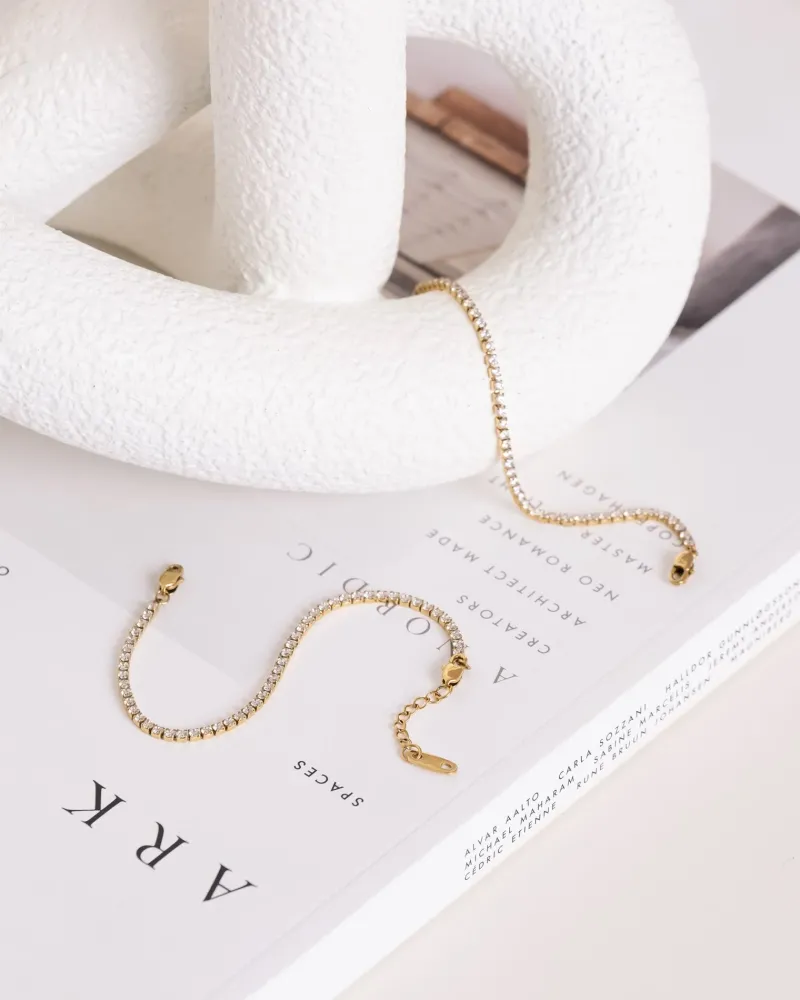 Mockberg Shiny Tennis Guld>Armband