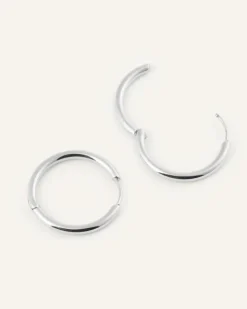 Slim Large Hoops Örhängen Silver><noscript><img width=