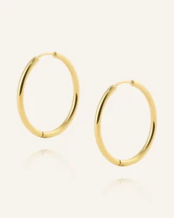 Slim Large Hoops Örhängen Guld><noscript><img width=
