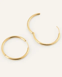 Slim Large Hoops Örhängen Guld><noscript><img width=