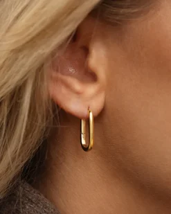 Slim Medium U-Hoops Örhängen Guld (Copy)><noscript><img width=