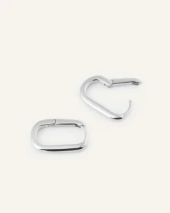 Slim Medium U-Hoops Örhängen Silver><noscript><img width=