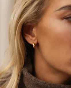 Slim Small Hoops Örhängen Guld><noscript><img width=