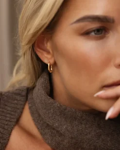 Slim Small U-Hoops Örhängen Guld><noscript><img width=