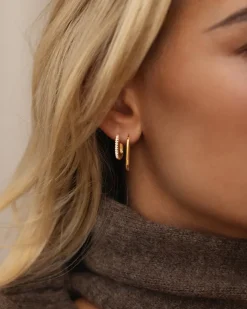 Slim Small U-Hoops Örhängen Guld><noscript><img width=
