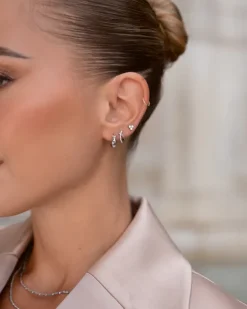 Soleil Hoops Örhängen Silver><noscript><img width=