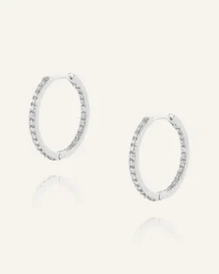 Sparkle Large Hoops Örhängen Silver><noscript><img width=