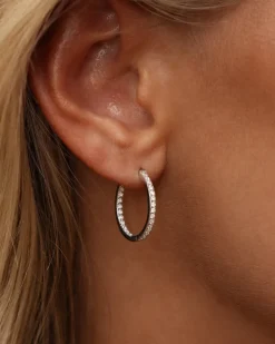 Sparkle Large Hoops Örhängen Silver><noscript><img width=