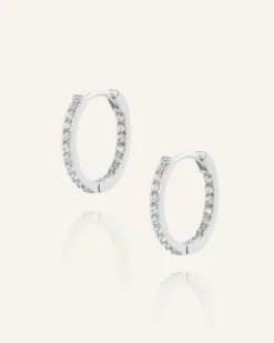 Sparkle Medium Hoops Örhängen Silver><noscript><img width=