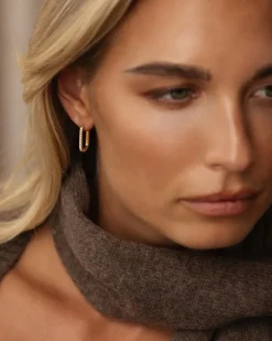 Sparkle Medium U-Hoops Örhängen Guld>Mockberg New