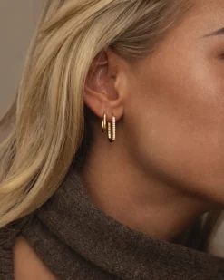 Sparkle Medium U-Hoops Örhängen Guld><noscript><img width=