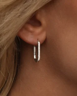 Sparkle Medium U-Hoops Örhängen Silver><noscript><img width=