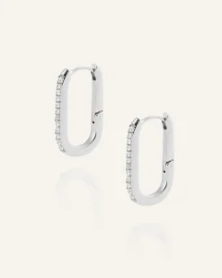 Sparkle Medium U-Hoops Örhängen Silver><noscript><img width=