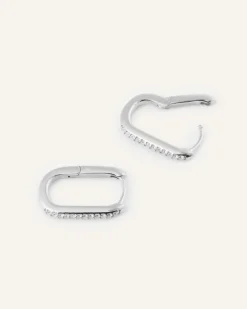 Sparkle Medium U-Hoops Örhängen Silver><noscript><img width=