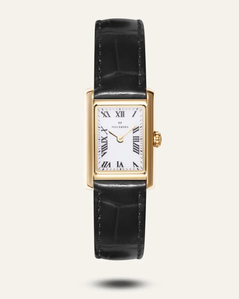 Mockberg Timeless Black Leather Gold Watch MB0245>Klockor Clearance