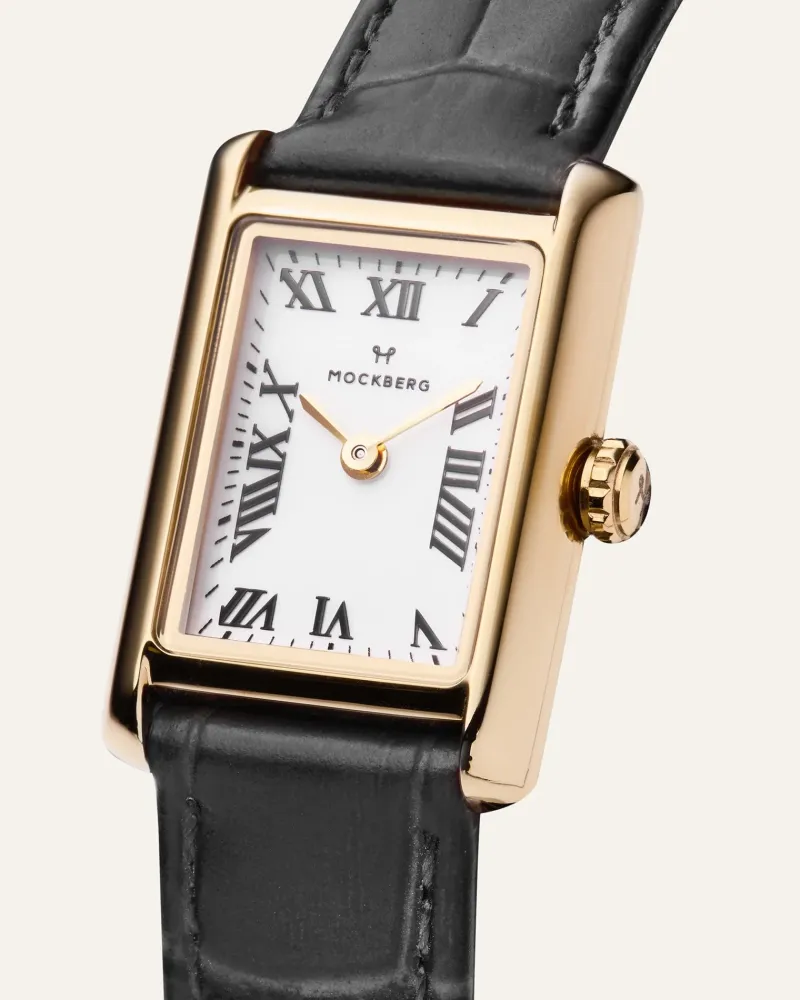 Mockberg Timeless Black Leather Gold Watch MB0245>Klockor Clearance
