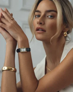Mockberg Timeless Black Leather Gold Watch MB0245><noscript><img width=