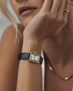 Mockberg Timeless Black Leather Gold Watch MB0245><noscript><img width=
