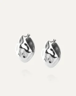 Wavy Bolded Drop Örhängen Silver>Mockberg Sale