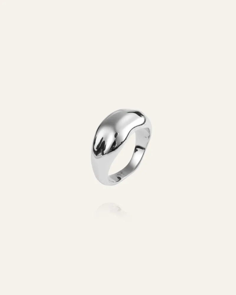 Wavy Bolded Large Ring Silver>Mockberg New