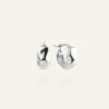 Wavy Bolded Mini Örhängen Hoops Silver>Mockberg