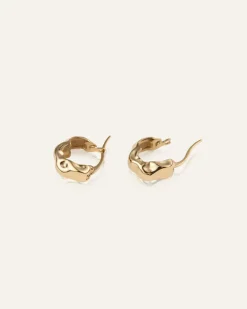 Wavy Bolded Mini Örhängen Hoops Guld>Mockberg Sale
