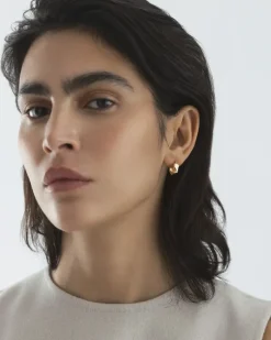Wavy Bolded Mini Örhängen Hoops Guld><noscript><img width=