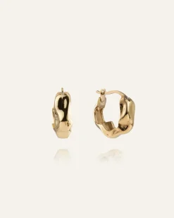 Wavy Bolded Small Örhängen Guld Hoops><noscript><img width=