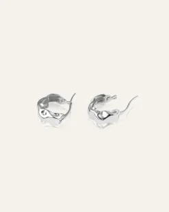 Wavy Bolded Small Örhängen Silver Hoops>Mockberg
