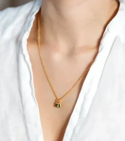 Syster P Beloved Squared Hänge Green Onyx Guld><noscript><img width=