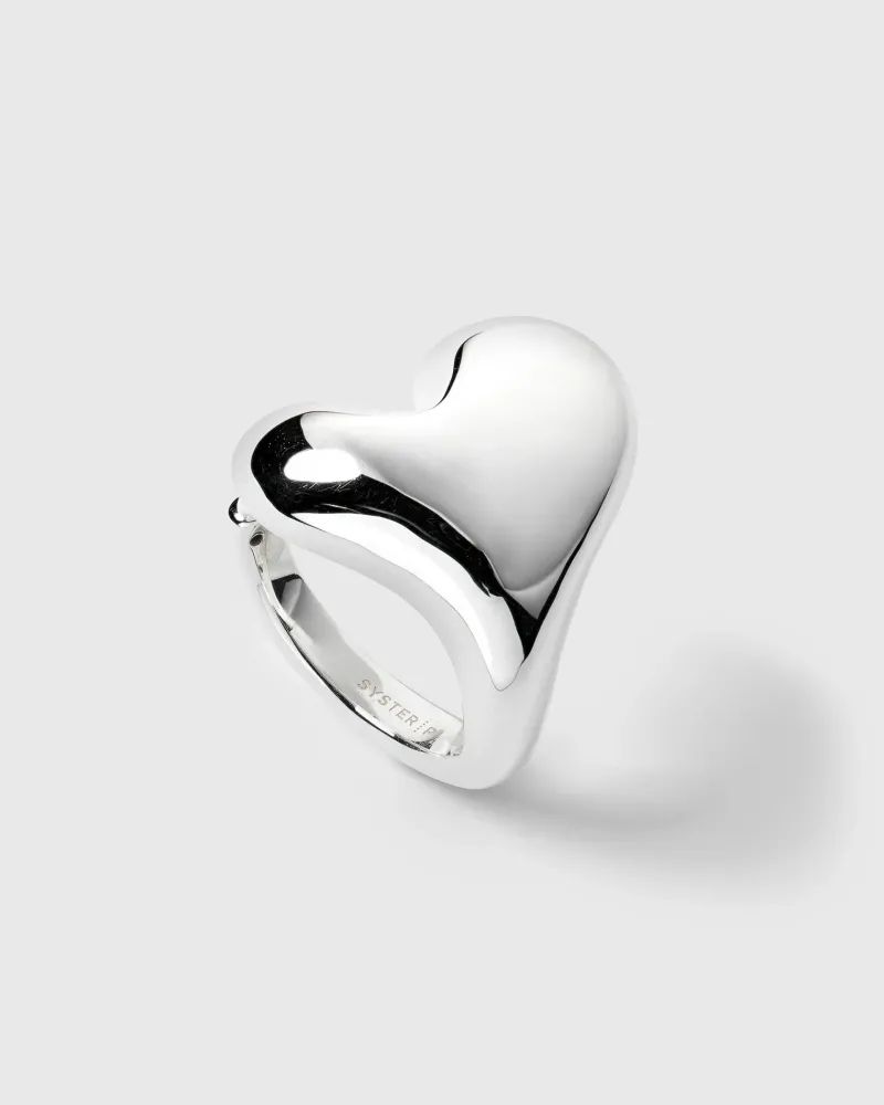 Syster P Bolded Heart Ring Silver>Ringar Clearance