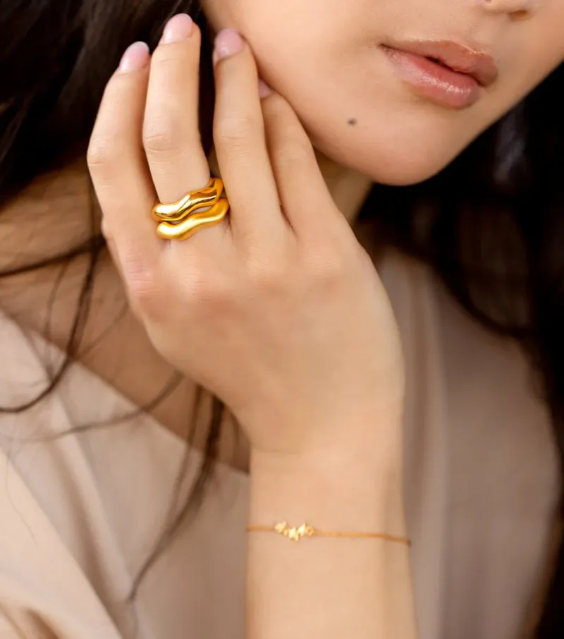 Syster P Bolded Wavy Ring Guld>Ringar Best