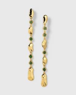 Syster P Florentina Long Guld Green Jade>Örhängen Outlet