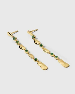Syster P Florentina Long Guld Green Jade>Örhängen Outlet
