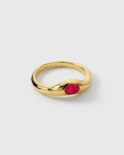 Syster P Floretina Ring Guld Pink Quartz>Ringar Sale