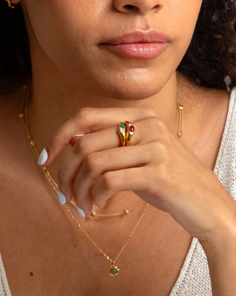 Syster P Floretina Ring Guld Pink Quartz>Ringar Sale
