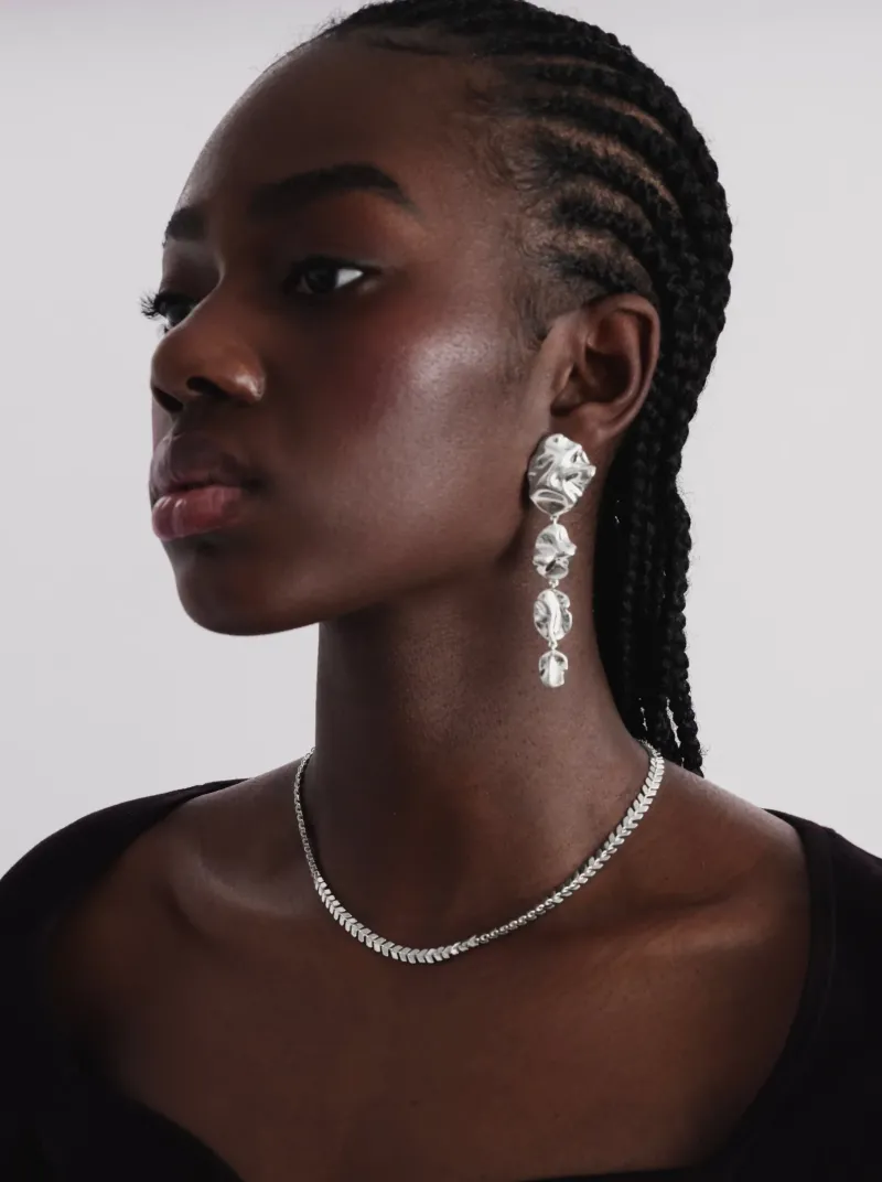 Syster P Moulded Long Single Earring Silver ES1276>Örhängen Best