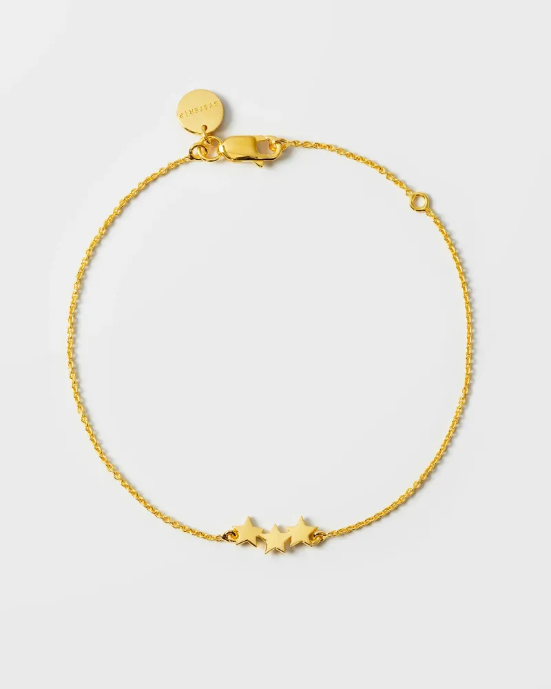 Syster P Snap Triple Star Guld>Armband