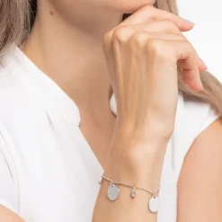 Armband med tre hängsmycke och vita stenar silver – A1962-051-21>Thomas Sabo Best