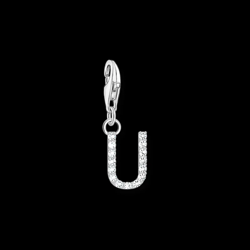 Charm-hängsmycke bokstaven U med vita stenar silver>Thomas Sabo Hot