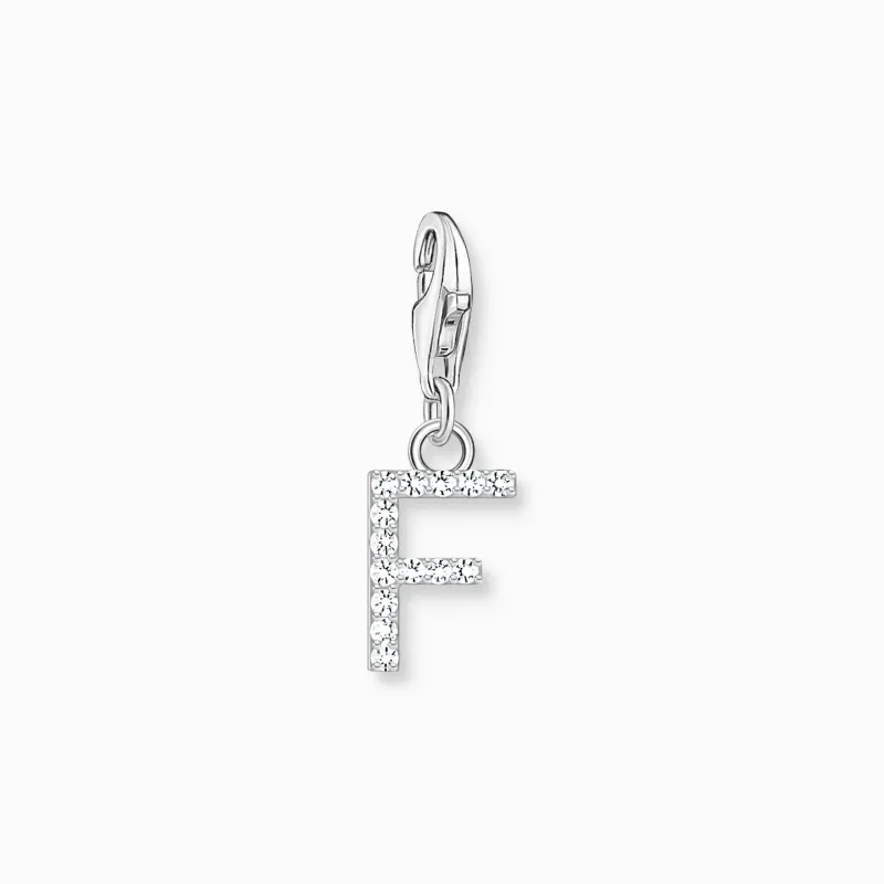 Charm-hängsmycke bokstaven F med vita stenar silver>Thomas Sabo Discount