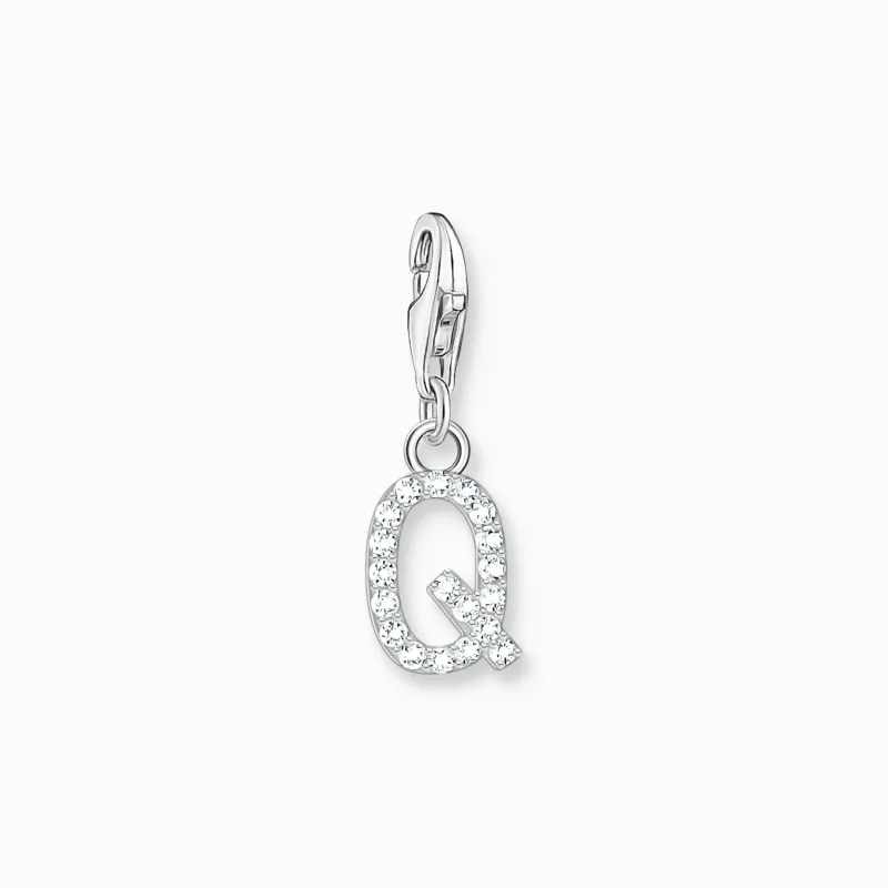 Charm-hängsmycke bokstaven Q med vita stenar silver>Thomas Sabo Hot